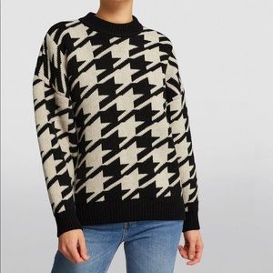 Anine Bing Wool-Cashmere Cheyenne houndstooth sweater